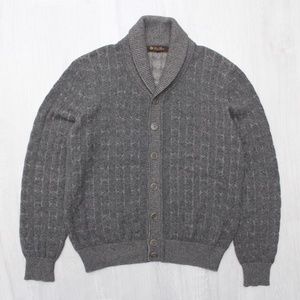 LORO PIANA Grey 100% Cashmere Cable Kit Cardigan / 50 ITALY